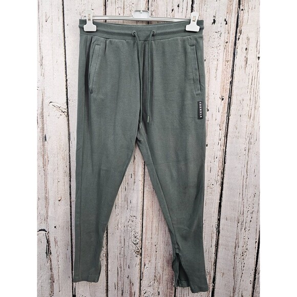 YOUNGLA Men's L Green Skinny Leg Ankle Zip Sweatpants Lounge Pants Athleisure - Picture 2 of 11
